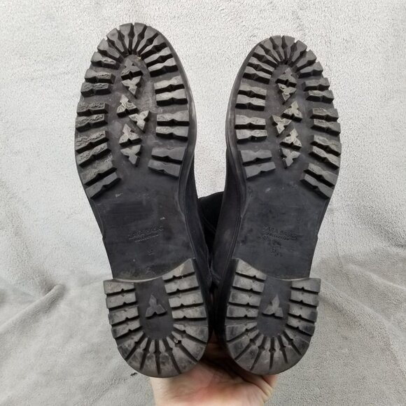 Zara Basic Shoes Womens EU 38 US 7 Black Leather Zip Gold Combat Boots *Read* - Picture 8 of 11